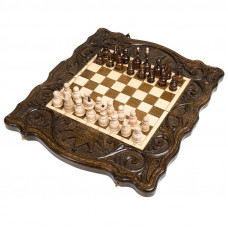 Шахматы + нарды резные "Корона"